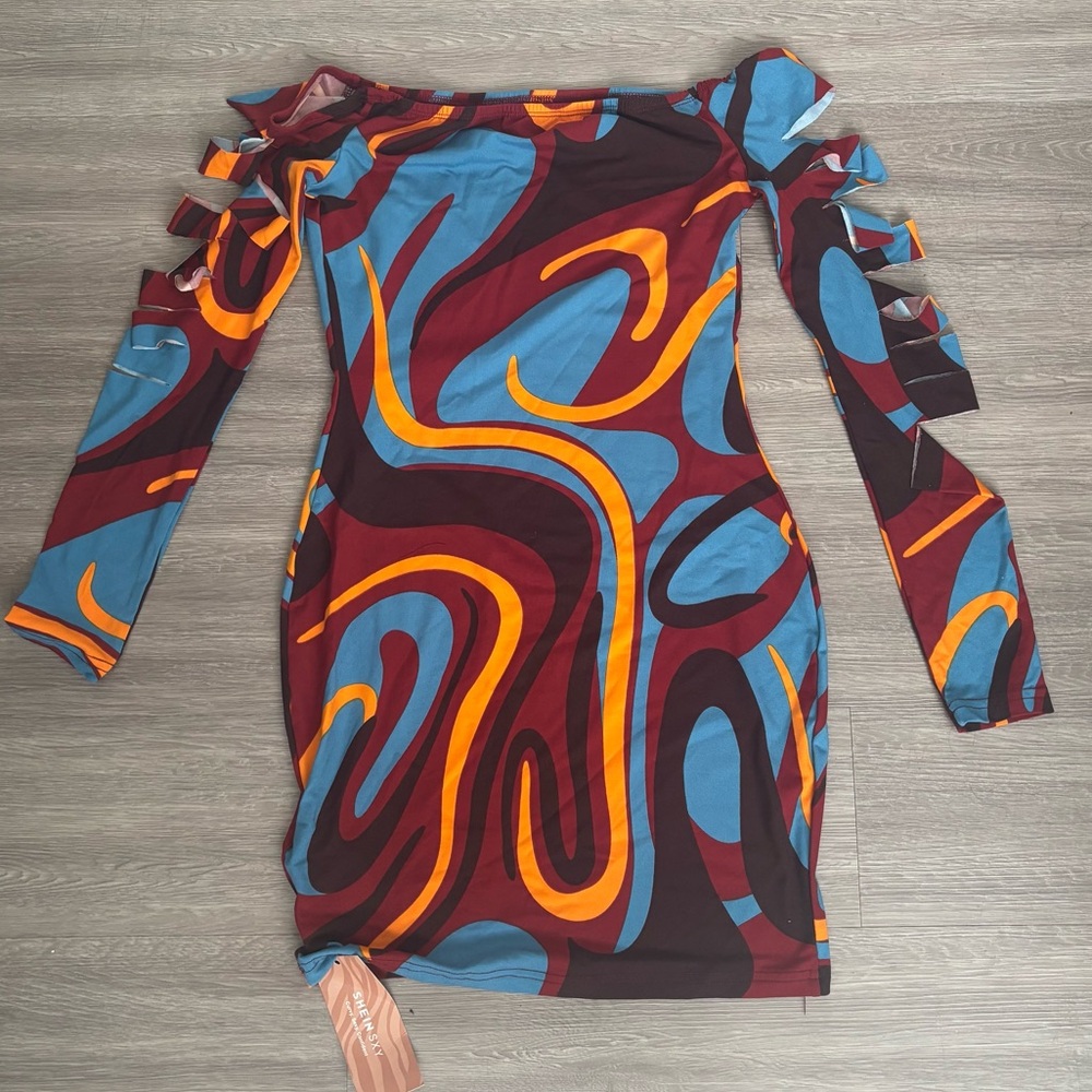 Multicolor Off-Shoulder Bodycon Mini Dress